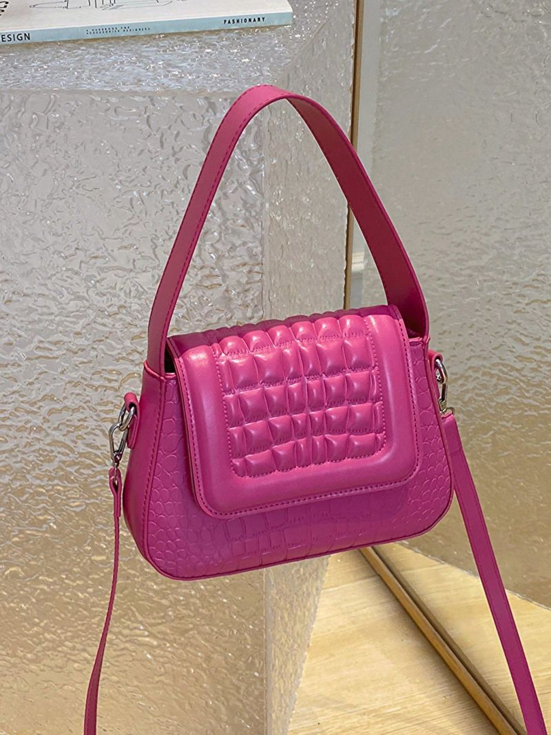 Women's Simple One Shoulder Crossbody Bag Fashion Stone Pattern Handheld Small Square Bag