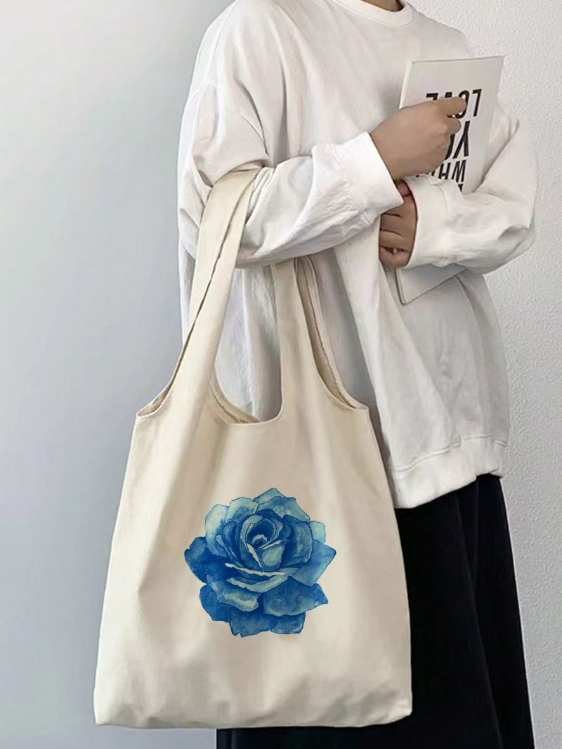 Floral Pattern Shopper Bag Polyester Casual Beige
