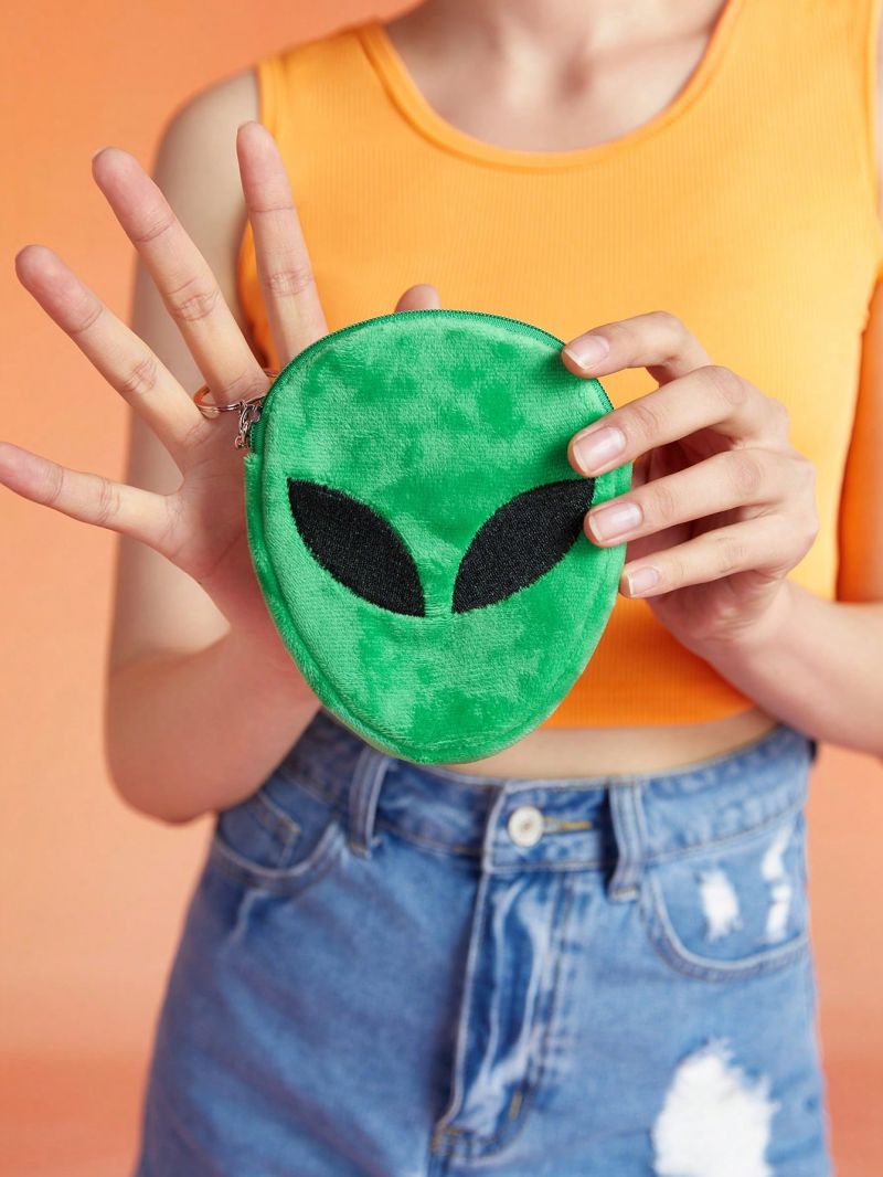 Anime Mini Coin Purse Cute Alien Design With Zipper