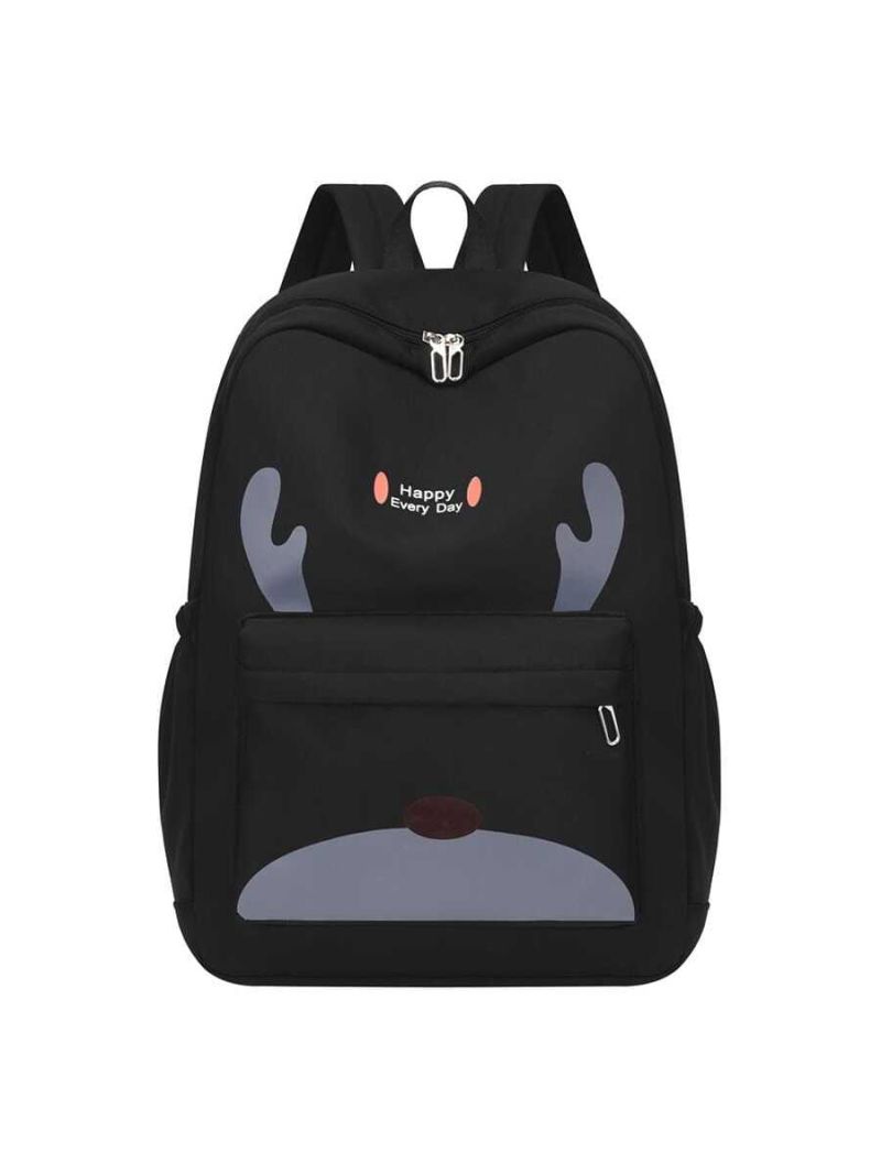 Colorblock Alphabet Pattern Multi-pocket Casual Backpack