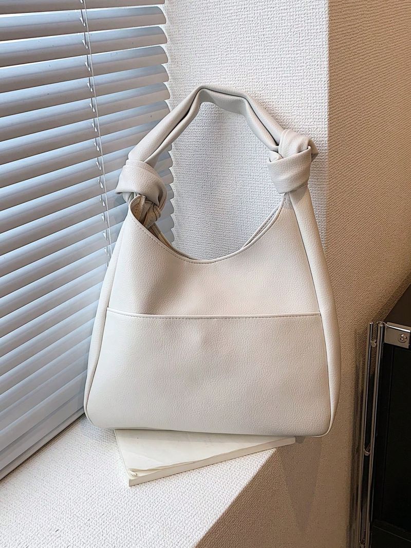 White Minimalist PU Crossbody Bag for Daily Use