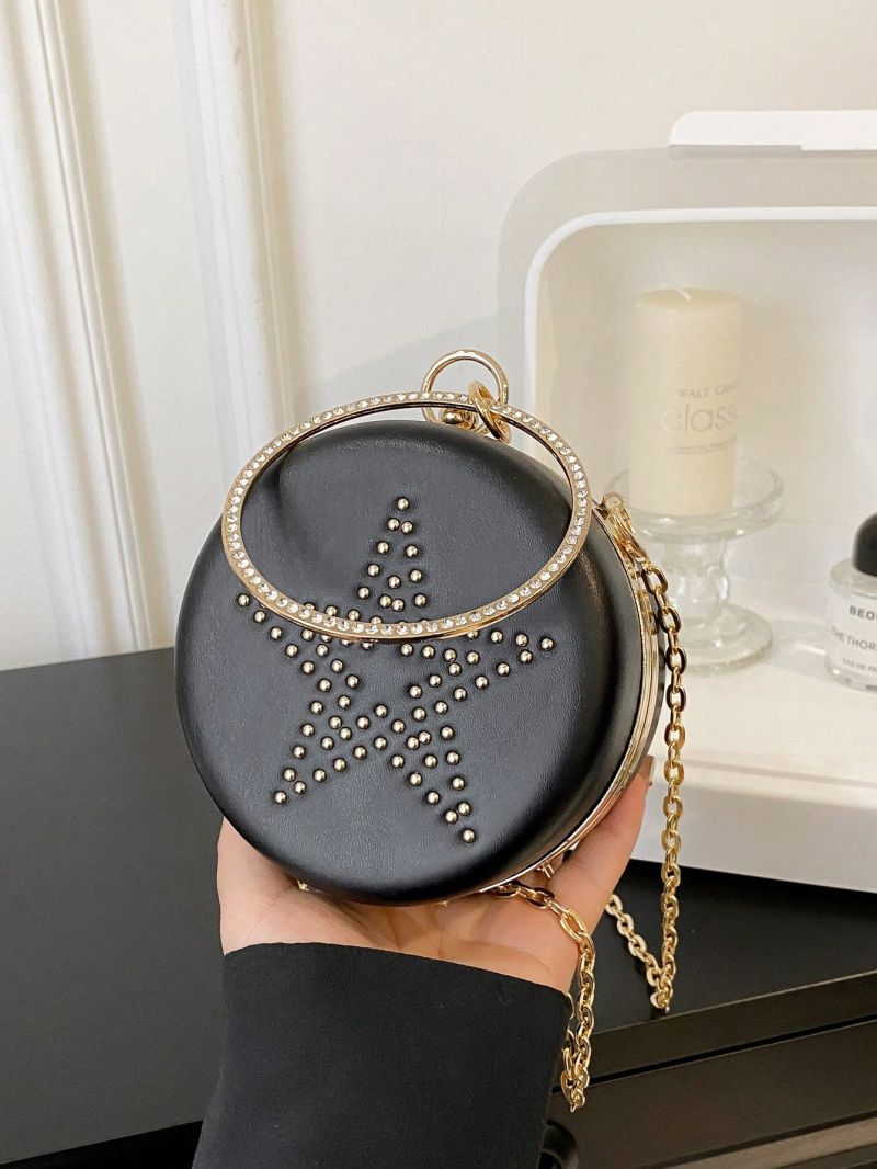 Mini Fashion Small Round Bag Hand-Held Lipstick Bag Chain Messenger Bag