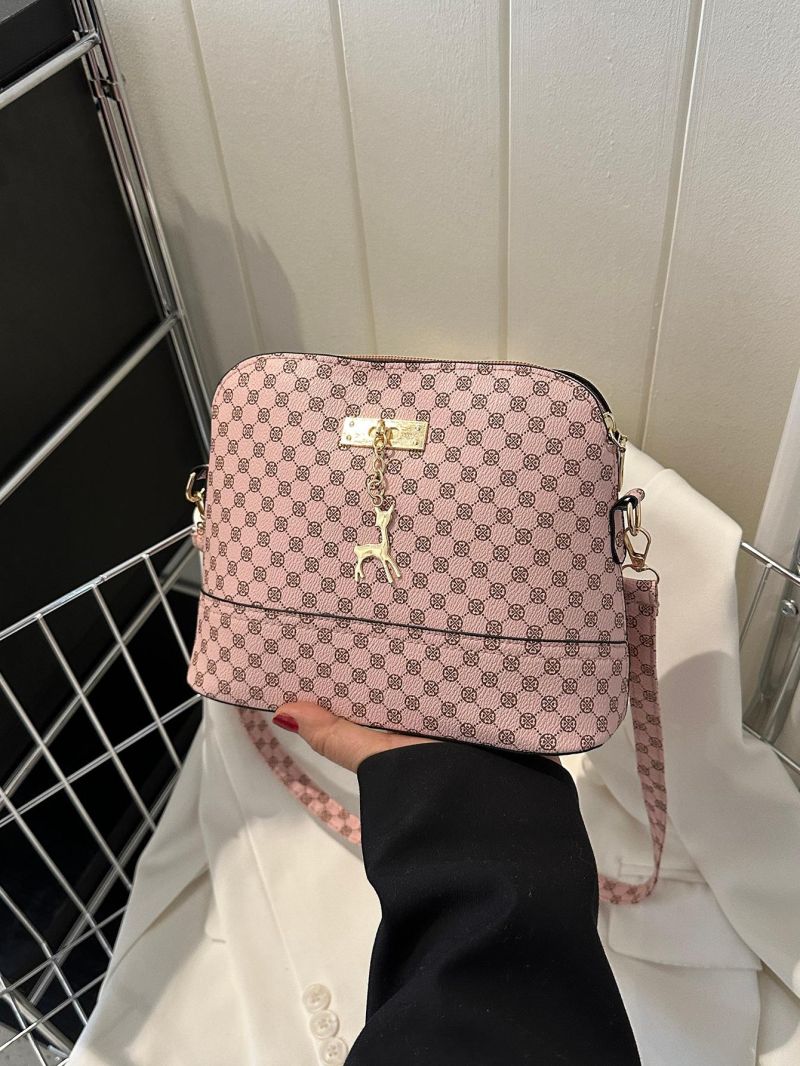 Geometric Pattern Fashionable Shell Bag With Adjustable Shoulder Strap, Suitable for Commuting